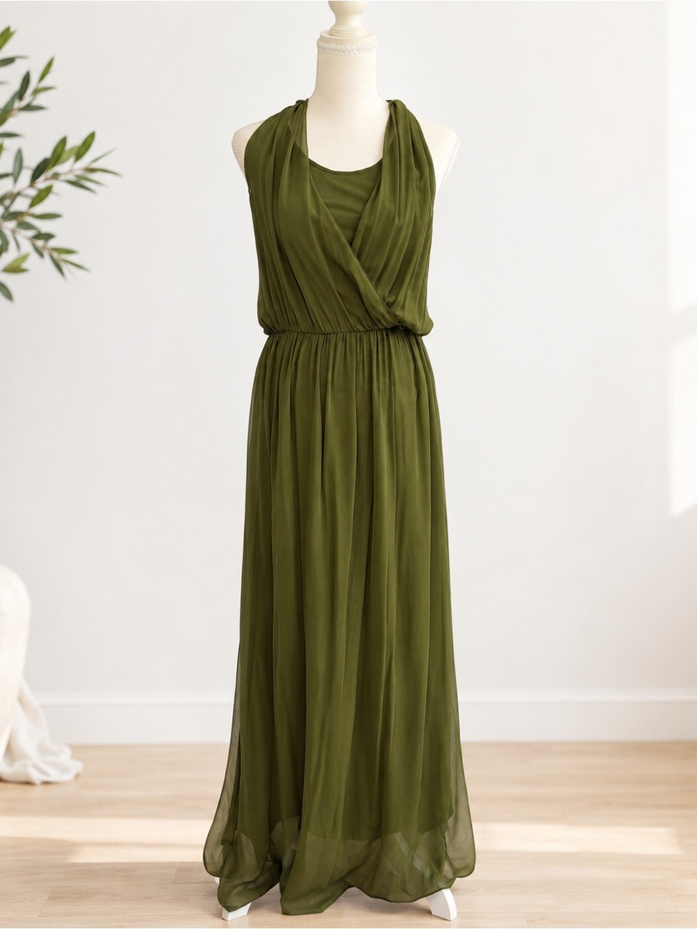 Alice + Olivia Olive Green Sleeveless Maxi Dress